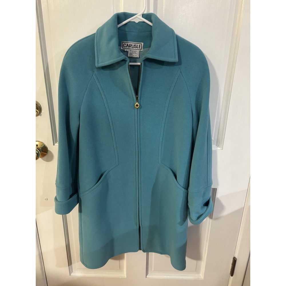 Vintage Carlisle Wool Blend Zip Up Women's Long Coat Excellent Condition! Size 0